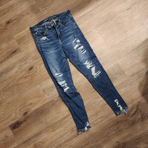 American Eagle Outfitters Blue Distressed Skinny Jeans